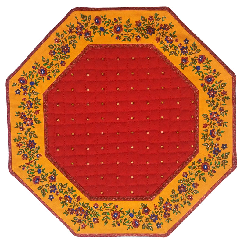 Placemats Octogonal Bordered (Calissons Fleurette. red/yellow) - Click Image to Close